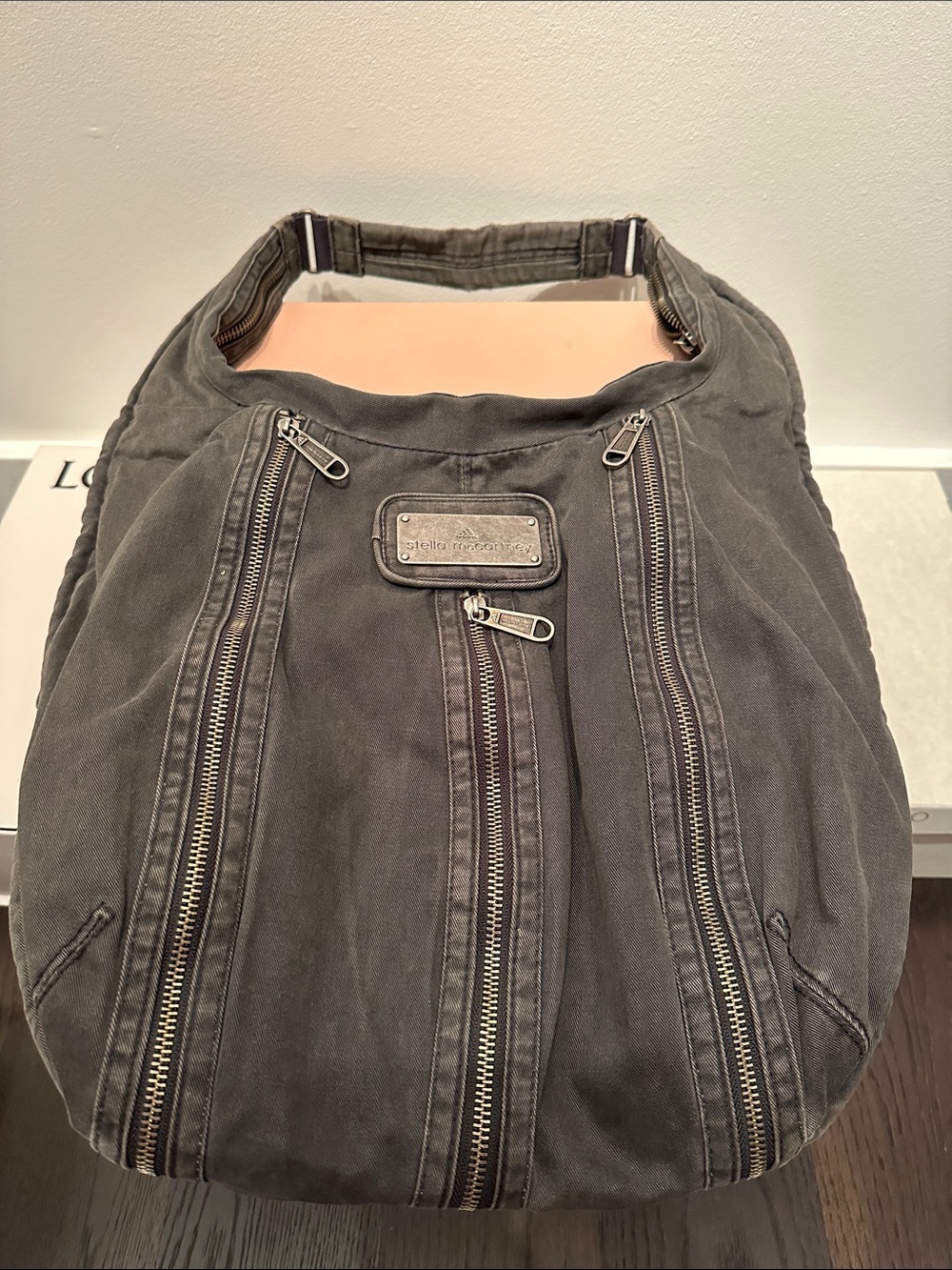 Stella McCartney x Adidas Washed Gray Canvas Hobo Bag